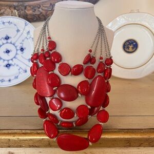 Elegant Red Beaded Necklace